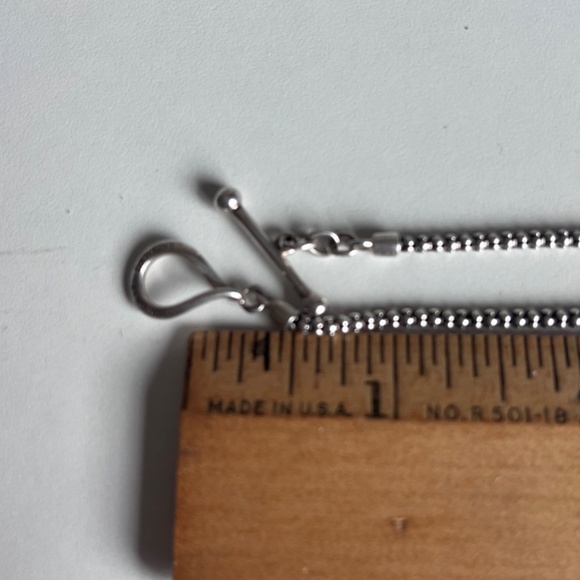 Vintage Michael Dawkins toggle sterling silver 36" necklace, caviar and oblong - Picture 11 of 16